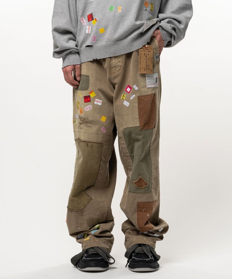 Price Tag Sticker Print Repaired Pants