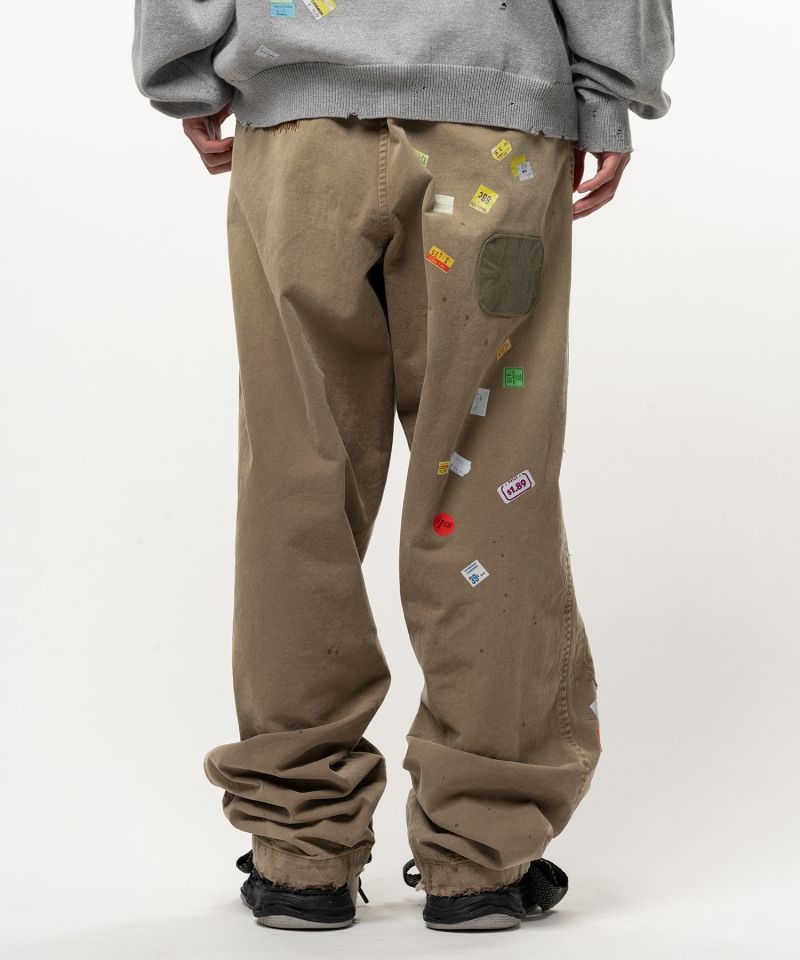 Price Tag Sticker Print Repaired Pants