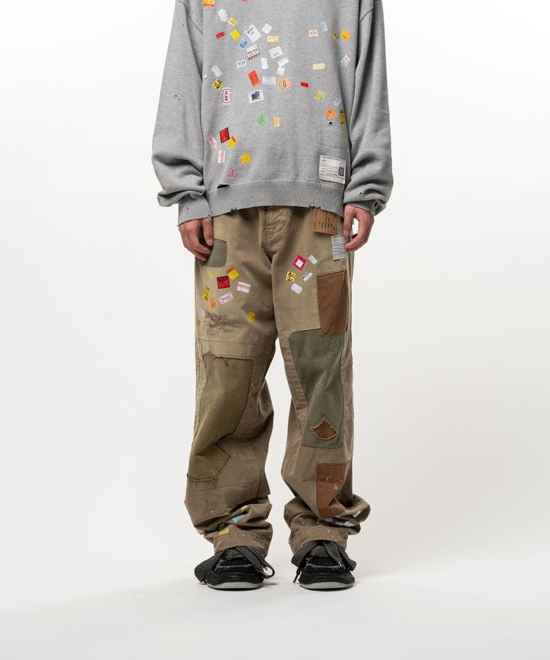 Price Tag Sticker Print Repaired Pants