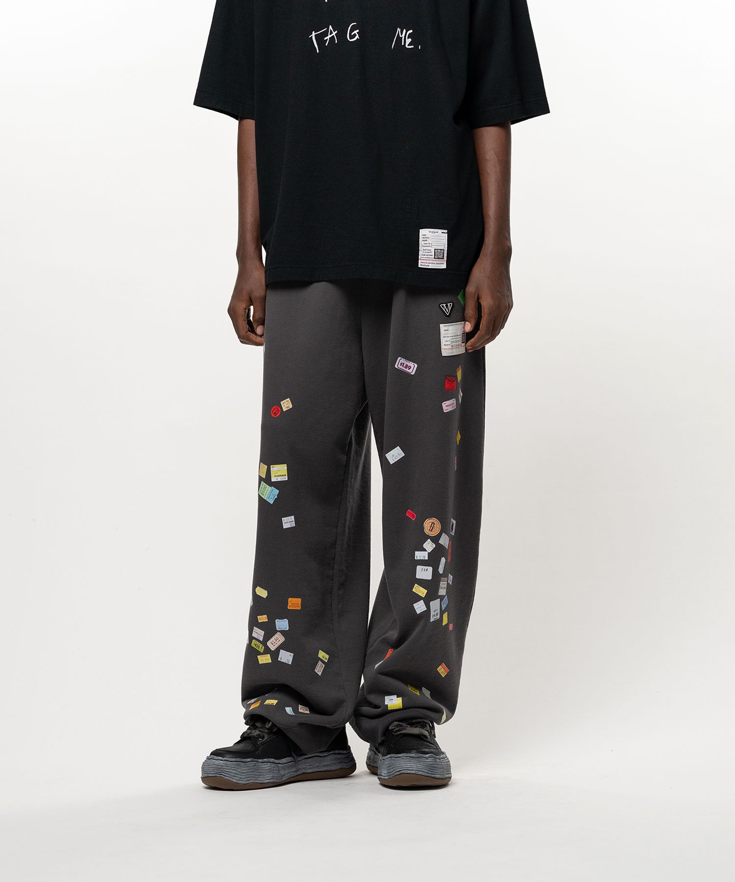 Price Tag Sticker Printed Sweat Pants