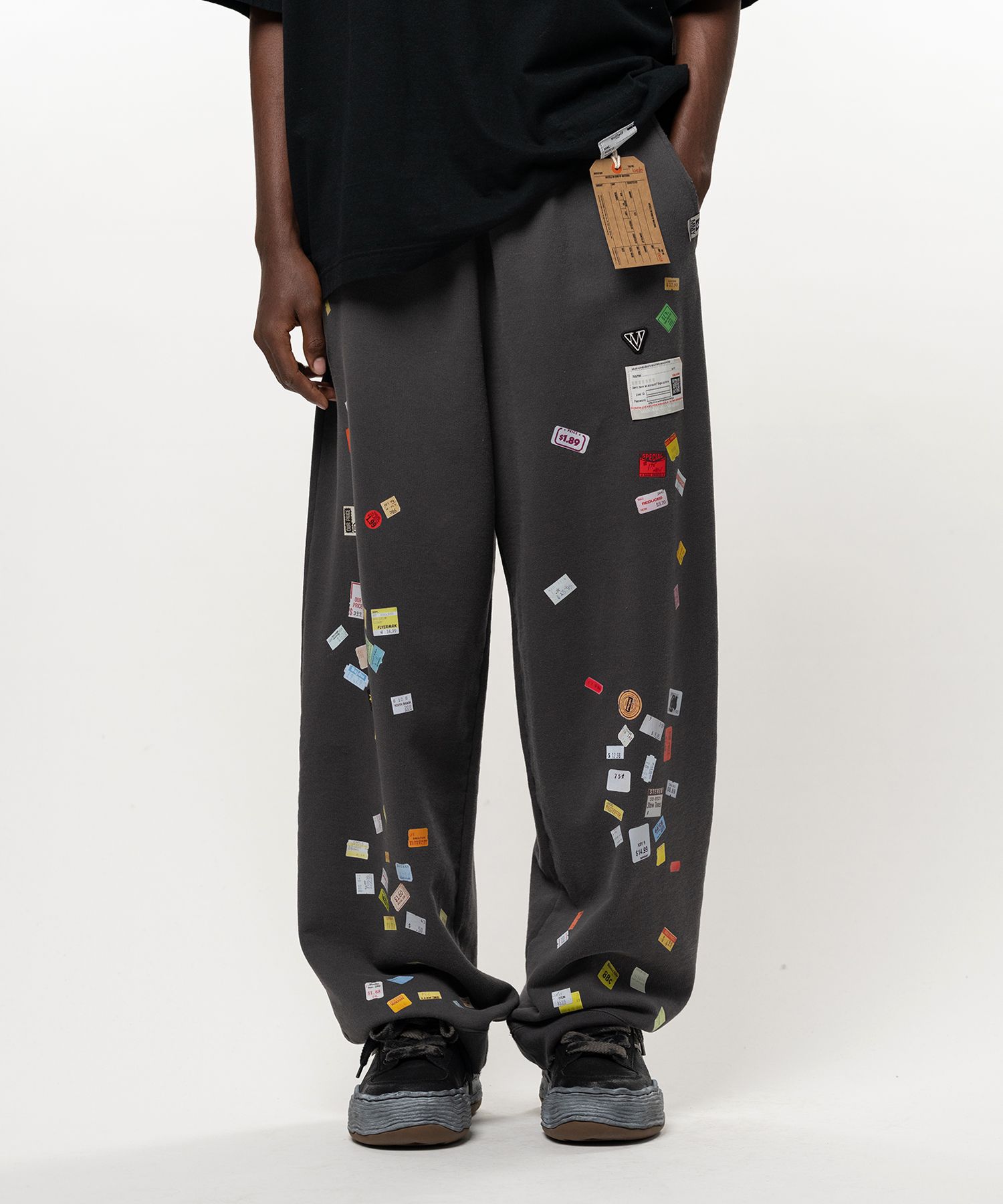 Price Tag Sticker Printed Sweat Pants