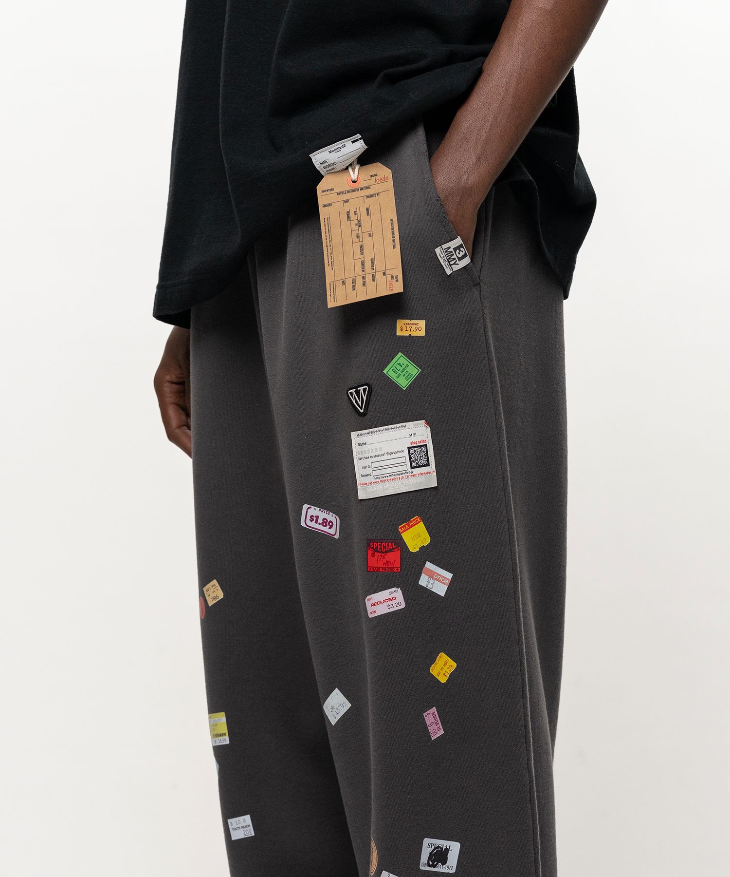 Price Tag Sticker Printed Sweat Pants