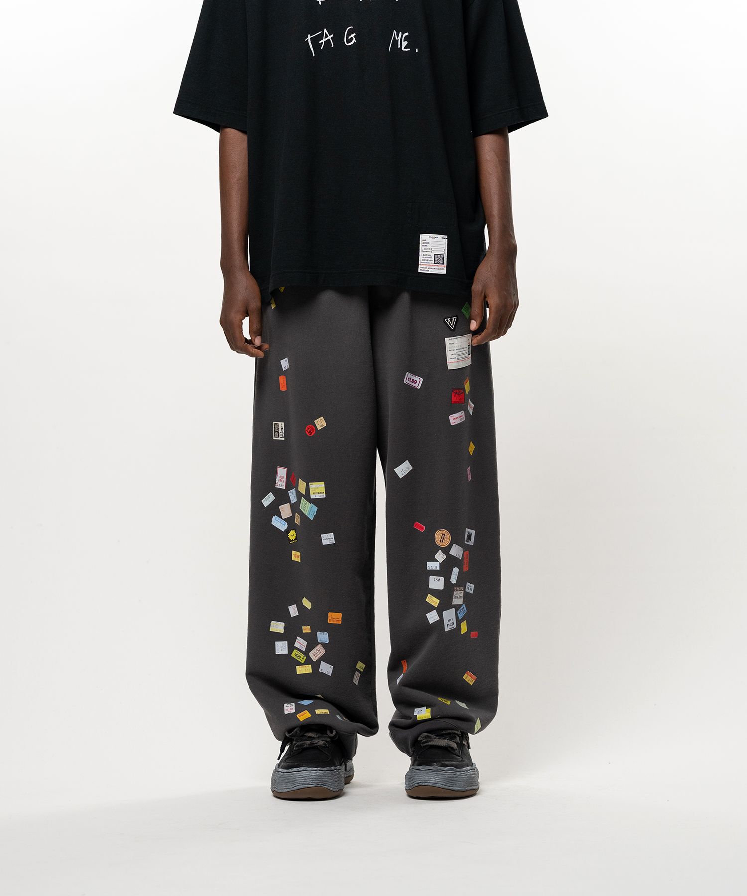 Price Tag Sticker Printed Sweat Pants