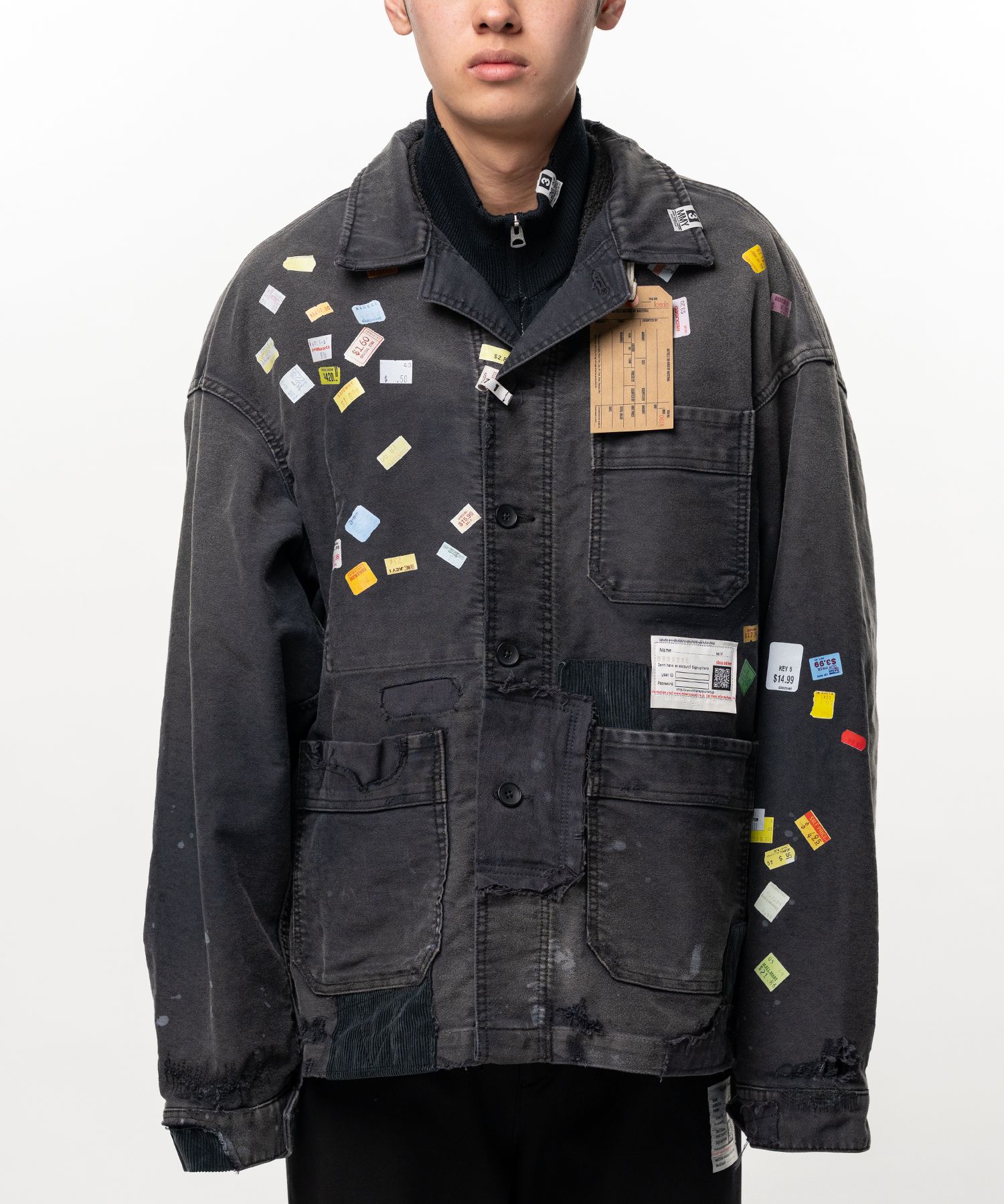 Price Tag Sticker Printed Repair Coverall Shirt