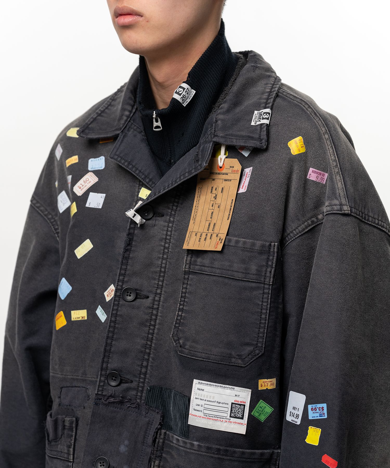 Price Tag Sticker Printed Repair Coverall Shirt