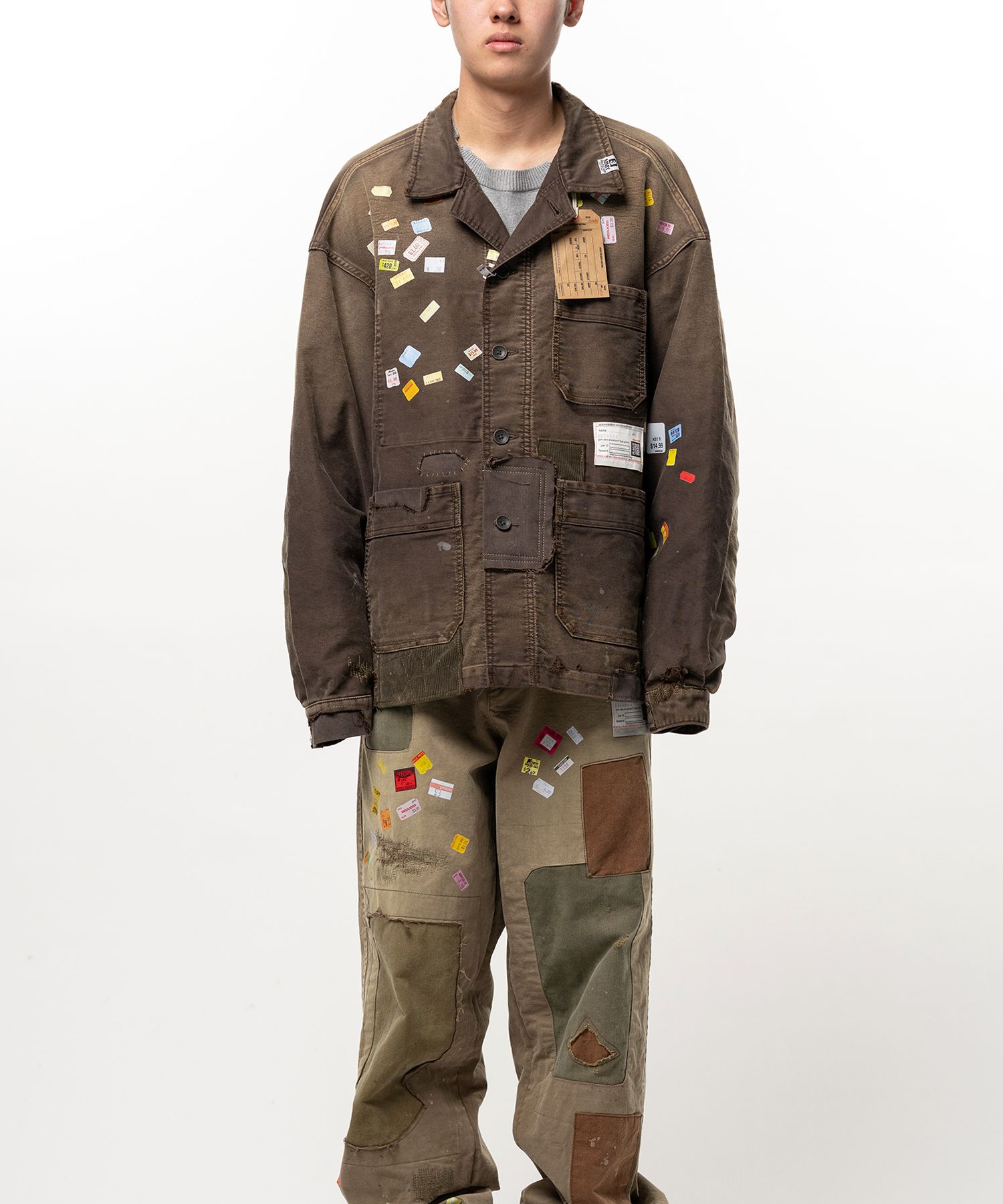 Price Tag Sticker Printed Repair Coverall Shirt