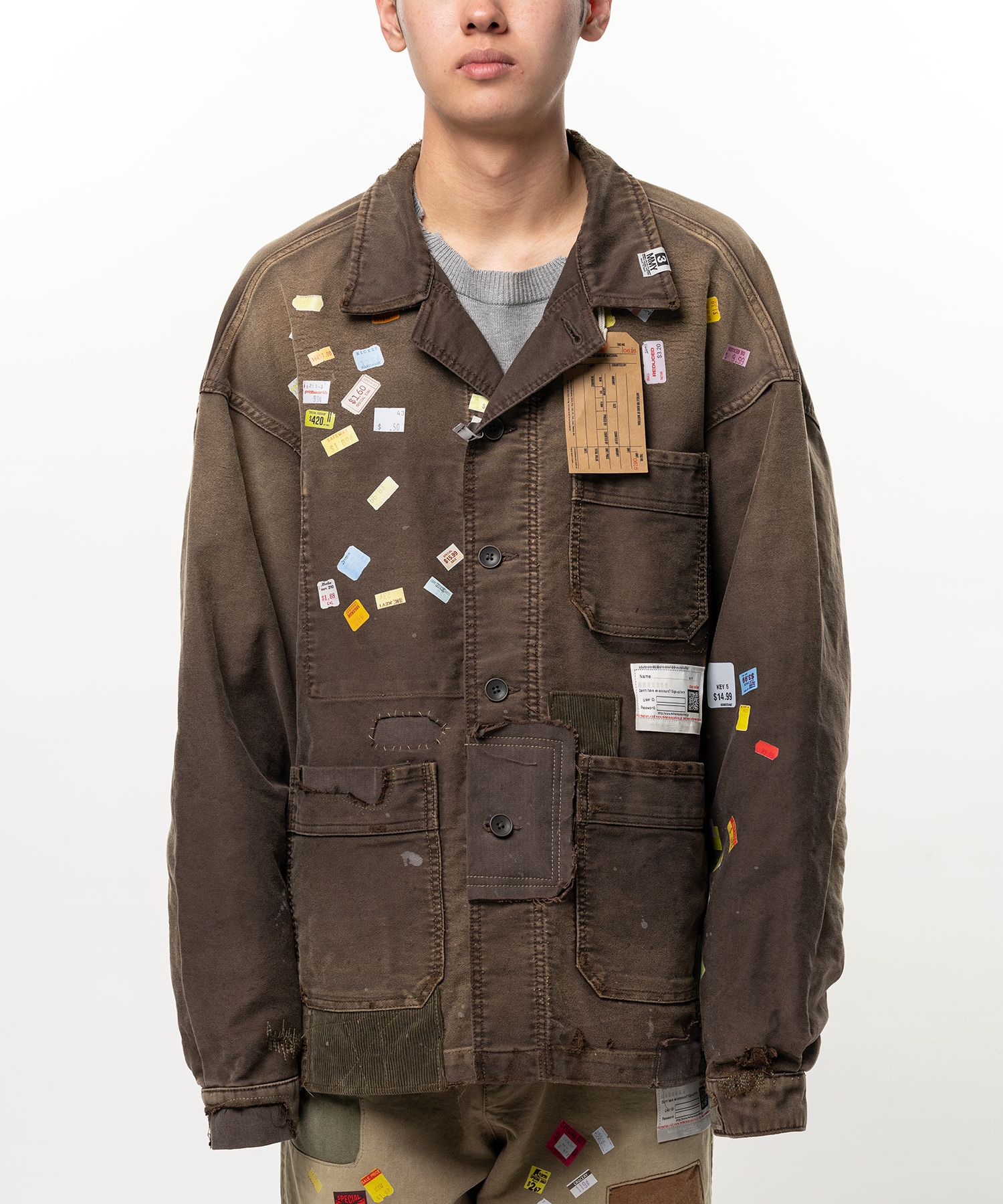 Price Tag Sticker Printed Repair Coverall Shirt
