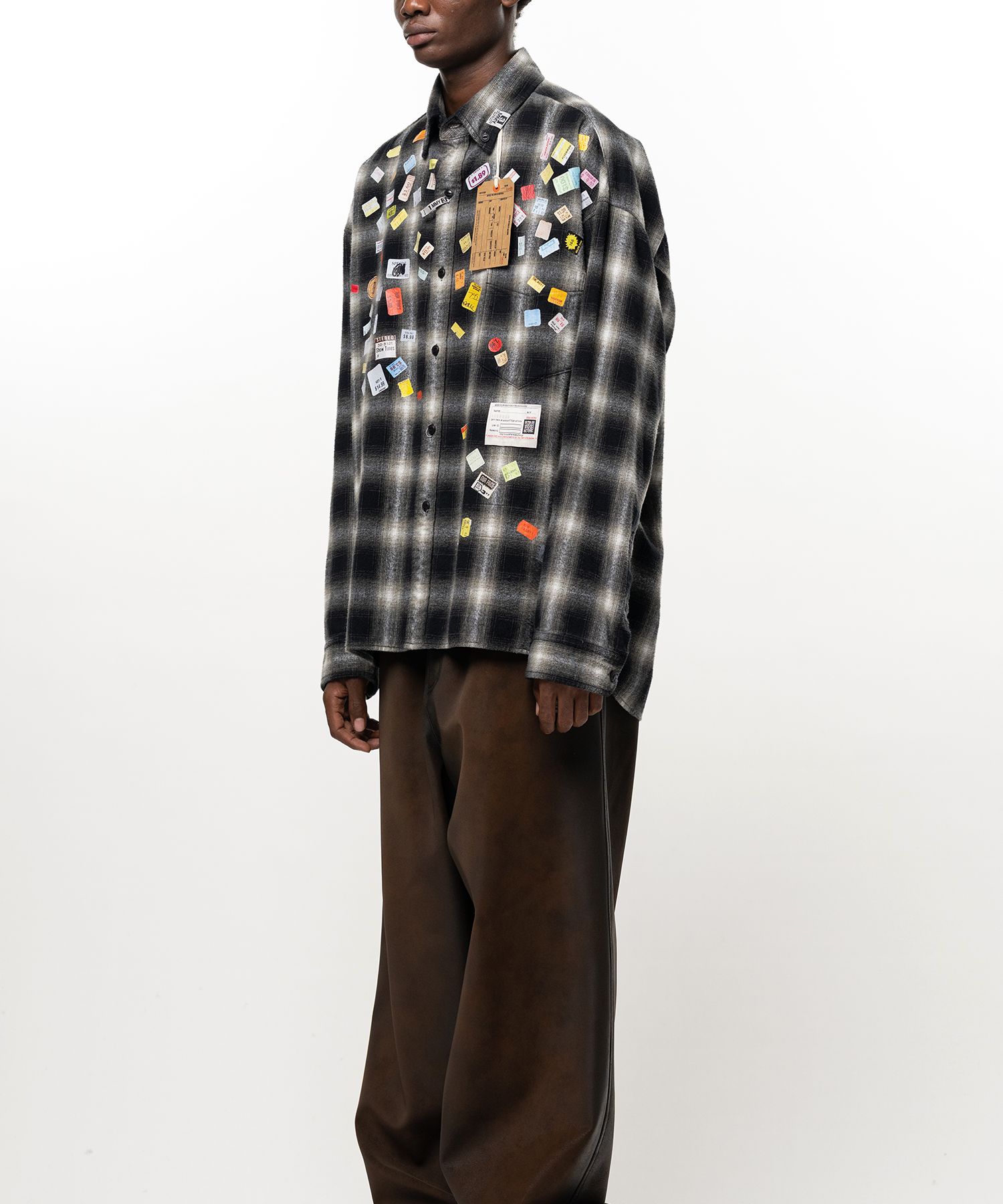 Price Sticker Printed Check Shirt