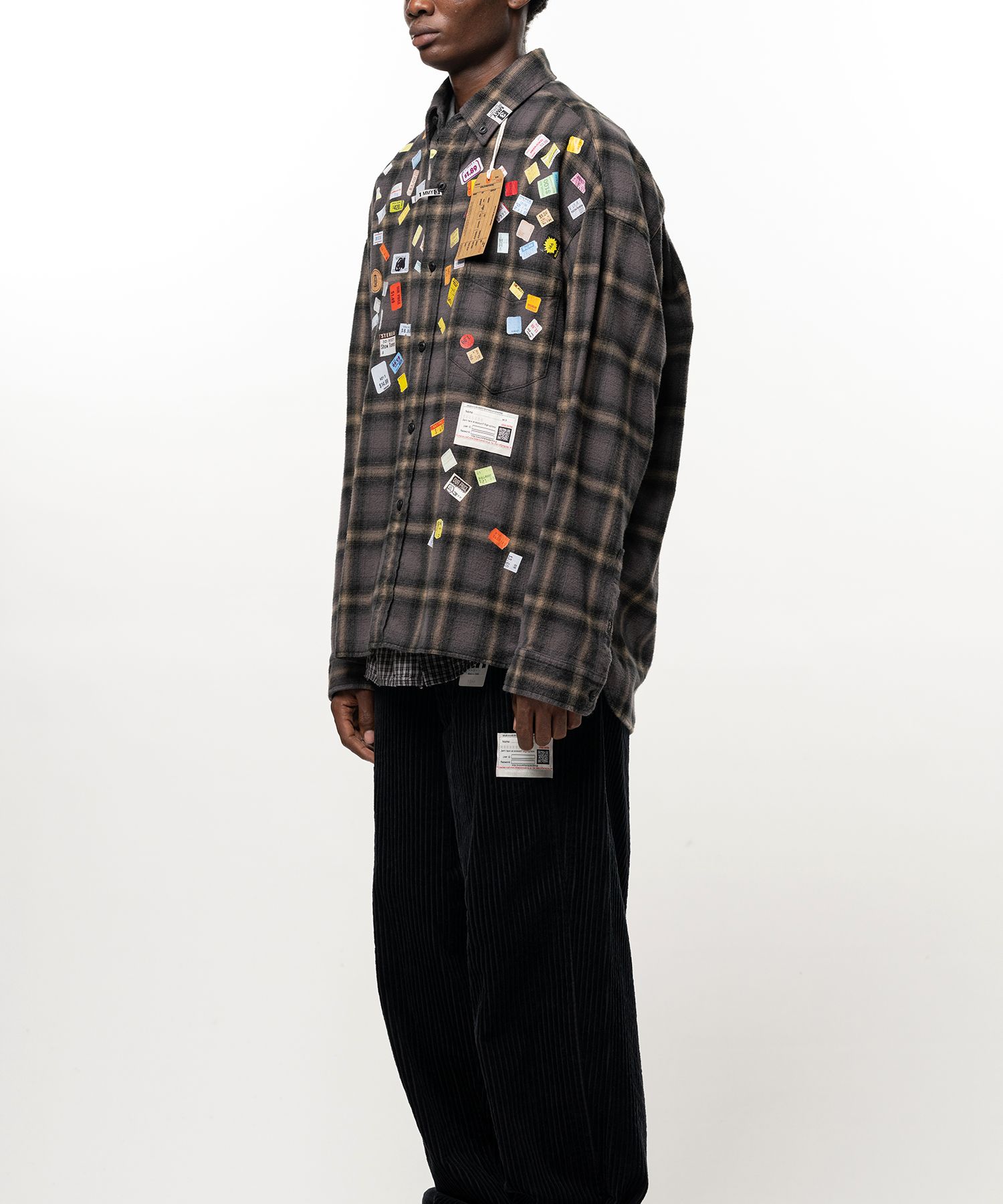 Price Sticker Printed Check Shirt