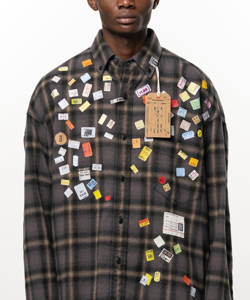 Price Sticker Printed Check Shirt