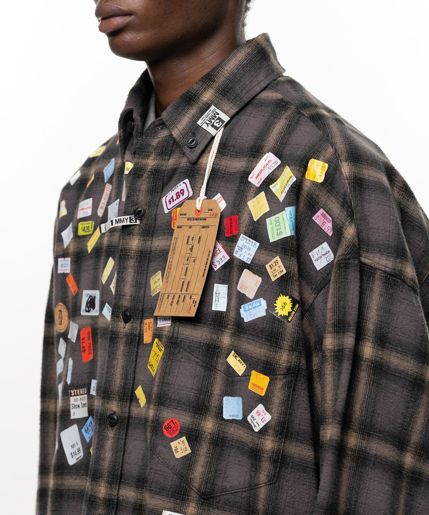 Price Sticker Printed Check Shirt