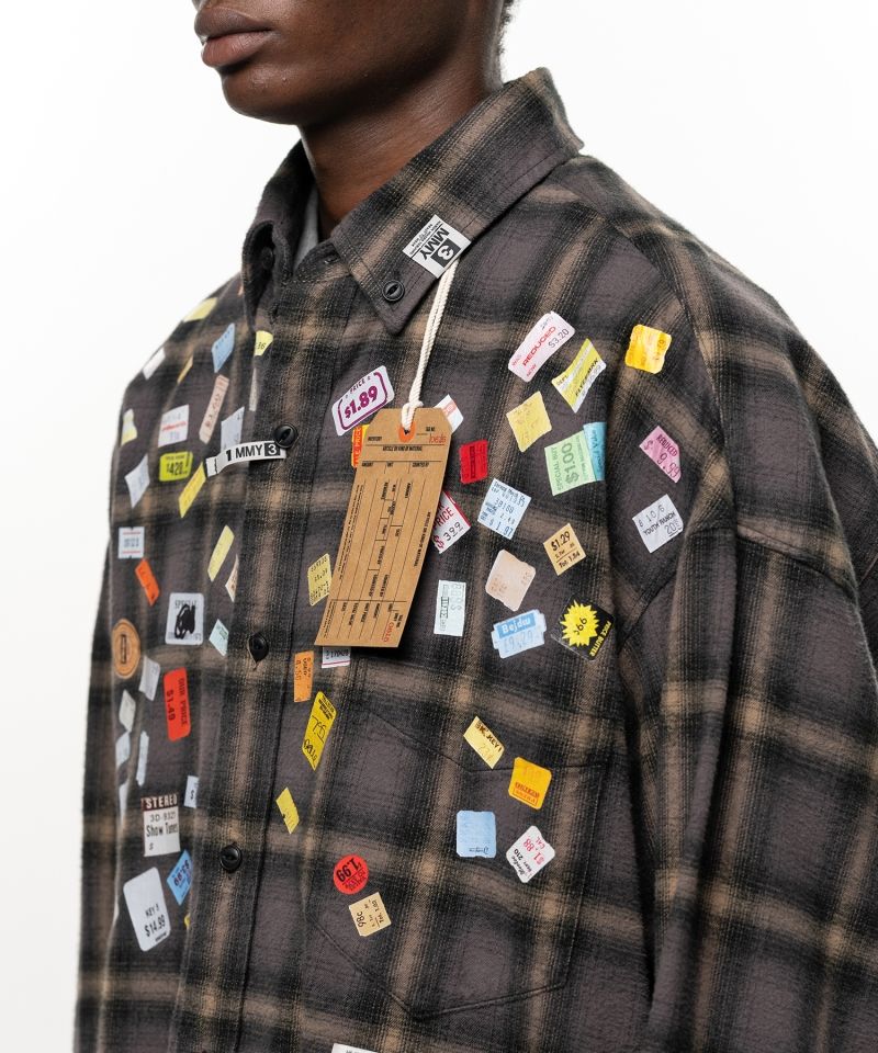 Price Sticker Printed Check Shirt