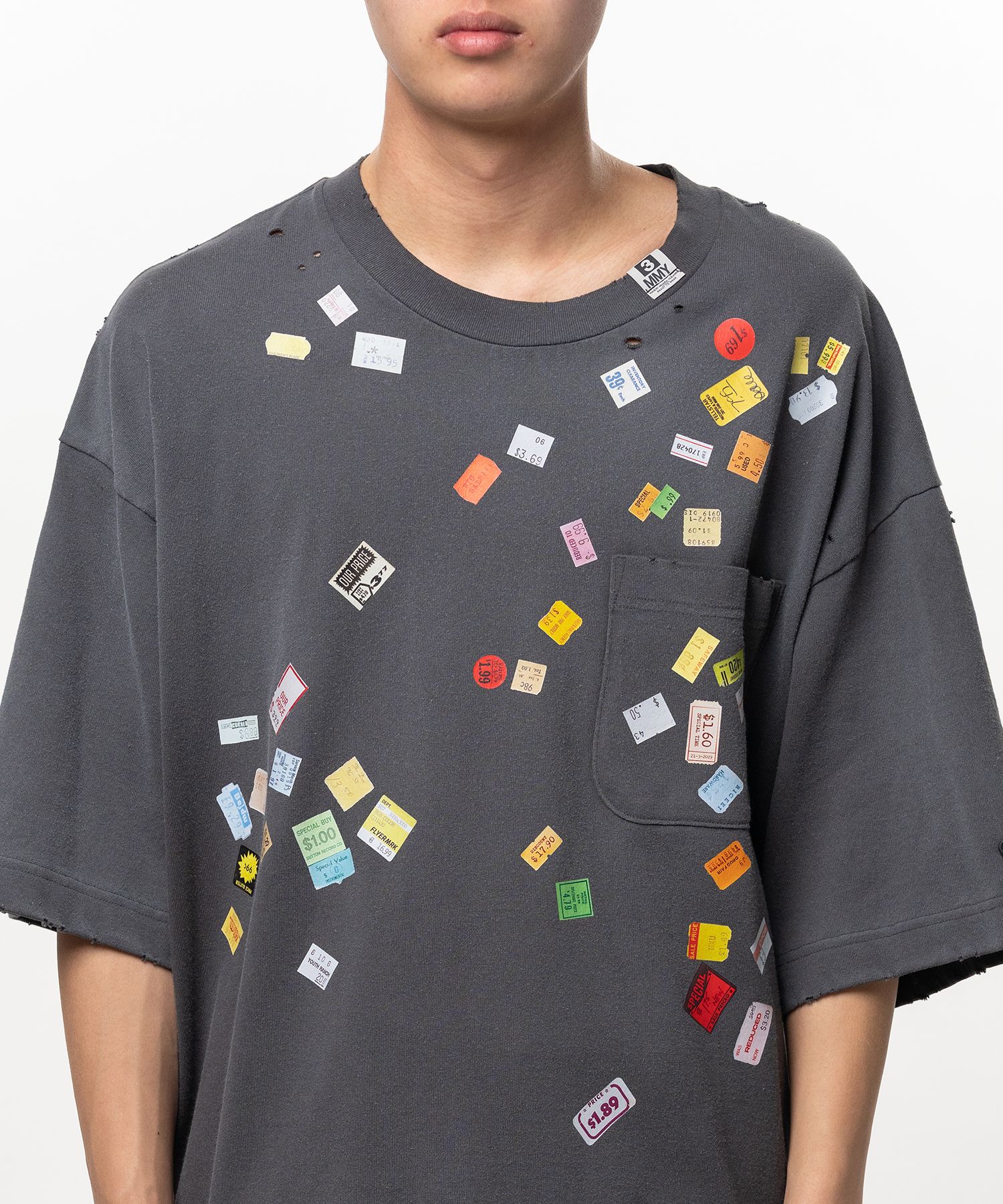 Price Tag Sticker Printed T-shirt