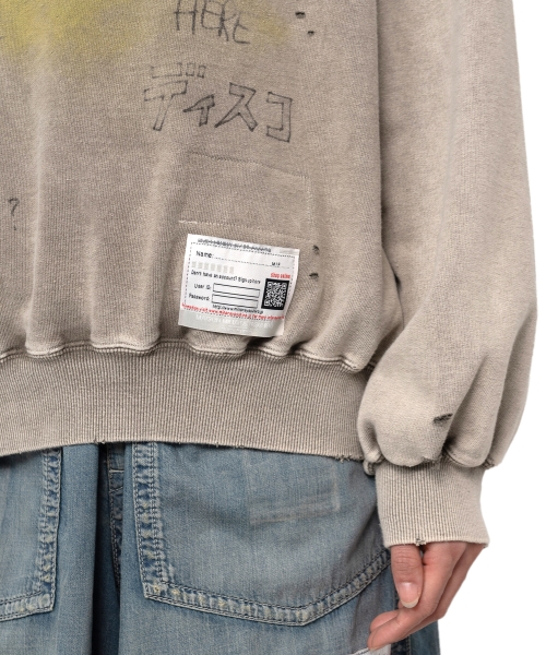 Smile Face Print Bleached Sweatshirt