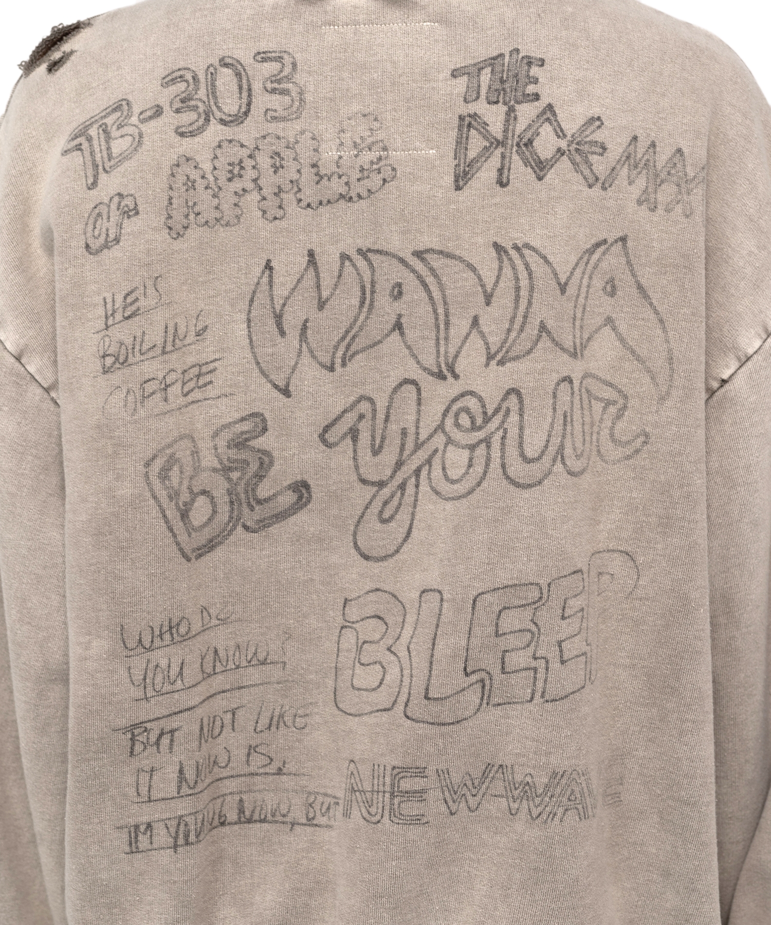 Smile Face Print Bleached Sweatshirt