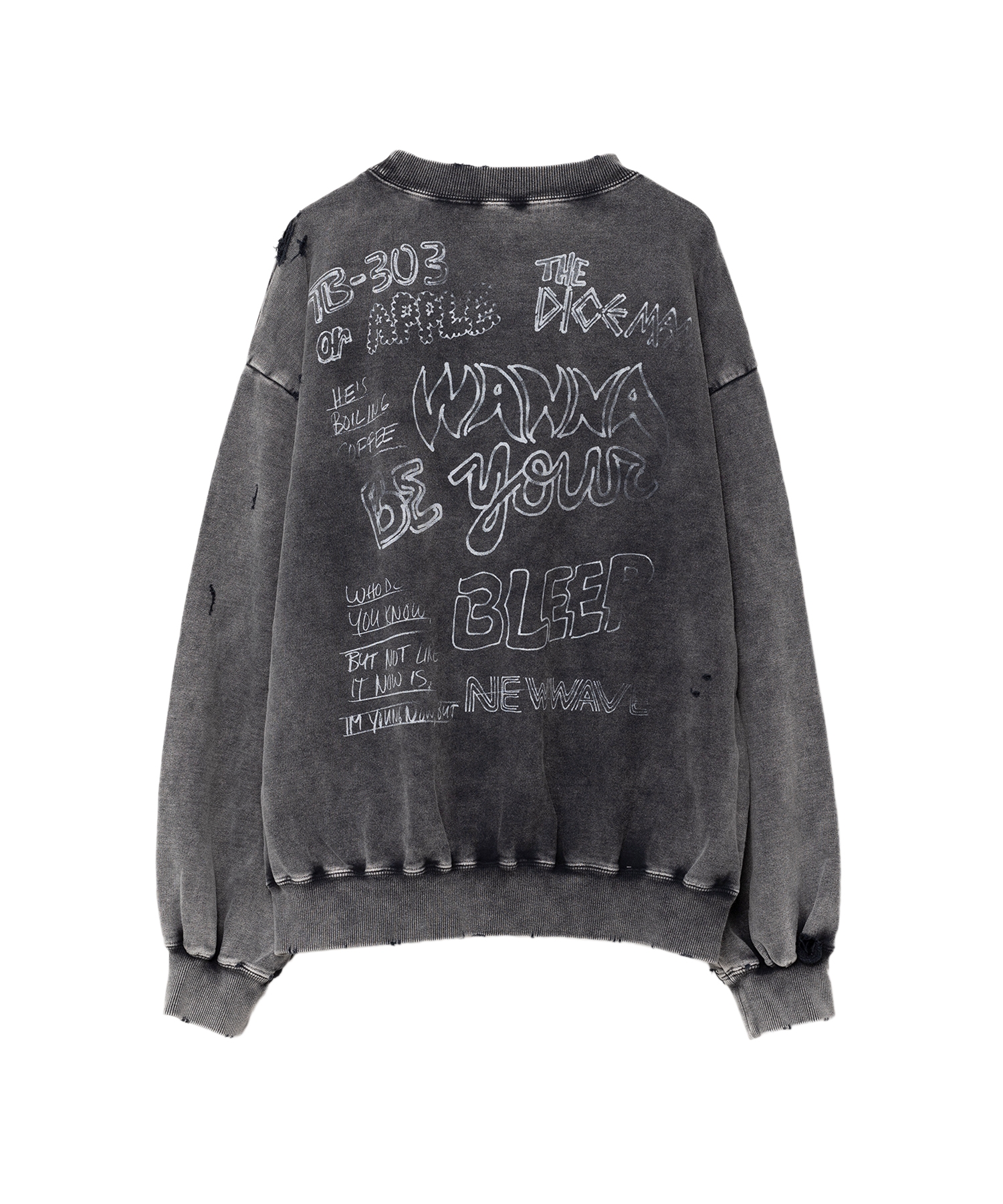 Smile Face Print Bleached Sweatshirt