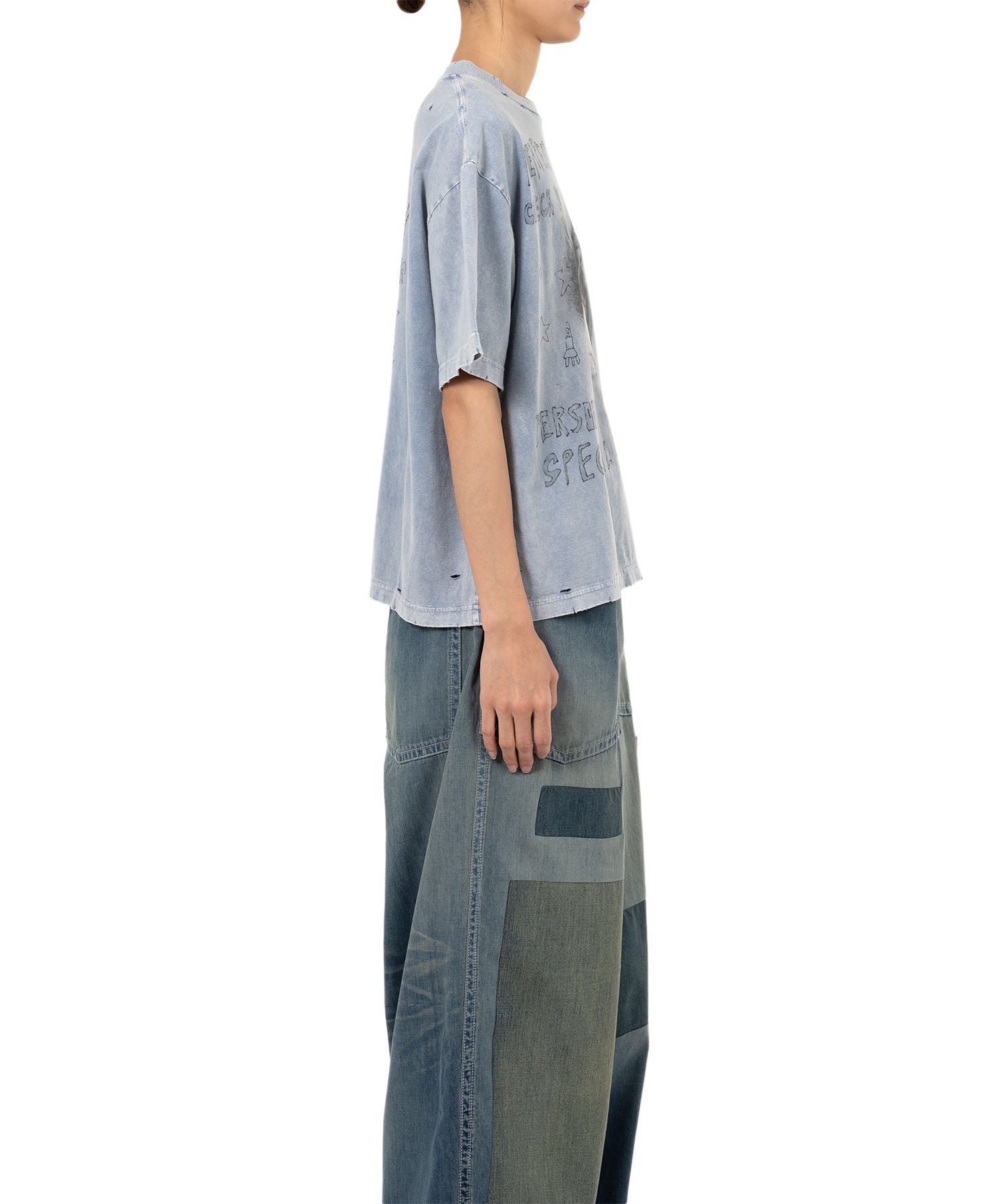 【MIHARA YASUHIRO】bleached  ロンT ねこ ユニセックス MIHARA YASUHIRO】bleached ロンT ねこ ユニセックス