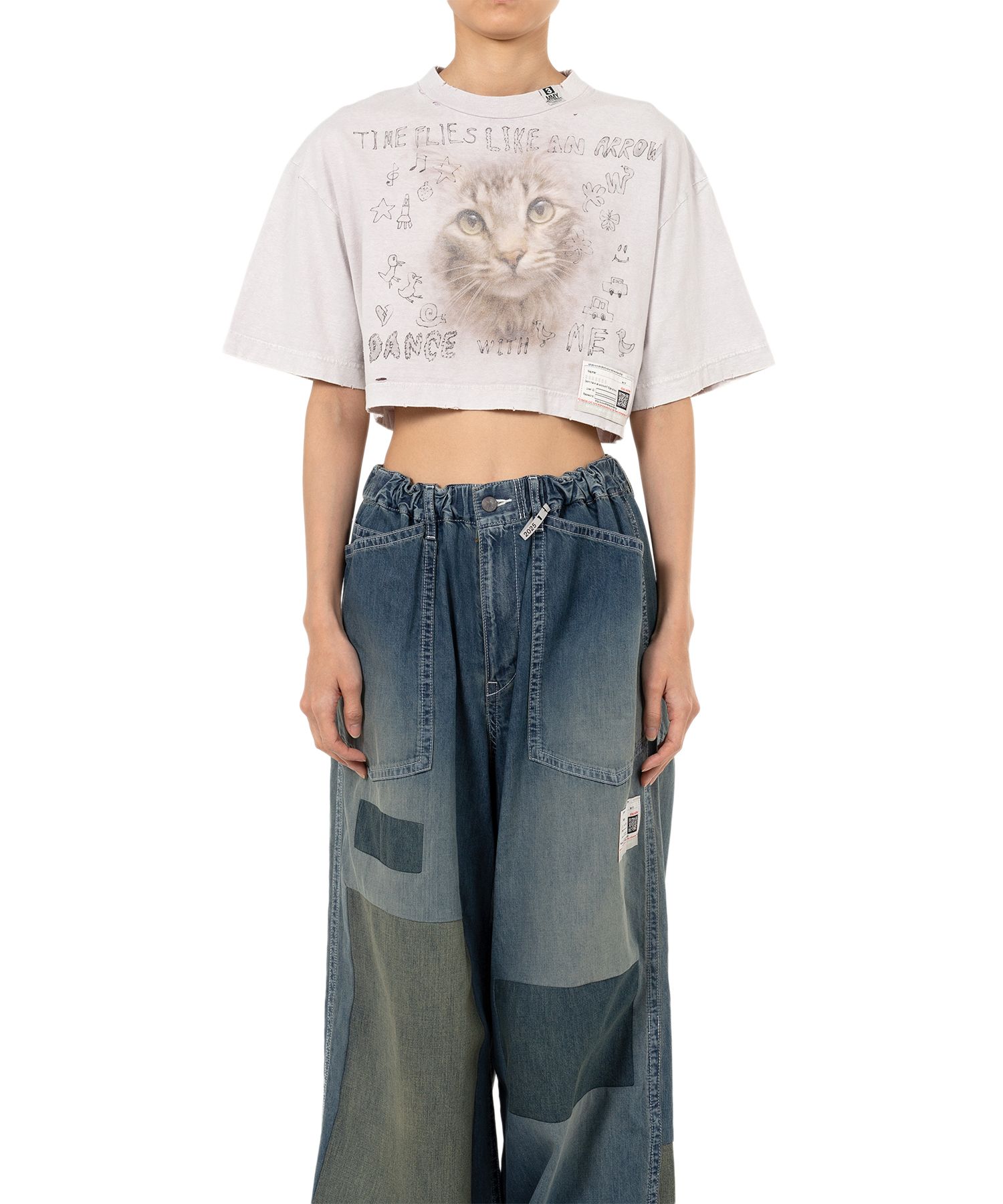 【MIHARA YASUHIRO】Cat Print Bleached T-shirt ねこ ３色 MAISON MIHARA YASUHIRO]Cat Print Bleached T-shirt/BEIGE