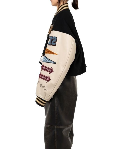 Roll-up Hem Stadium Jacket