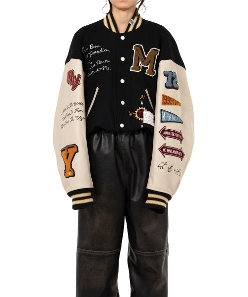 Roll-up Hem Stadium Jacket