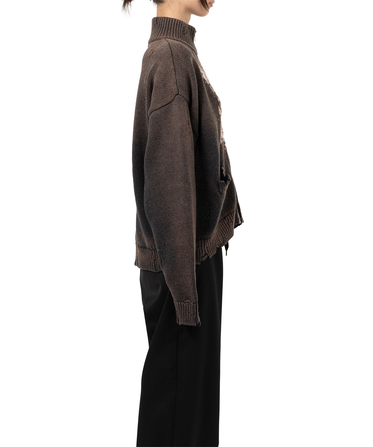 Cat Jacquard Knit Cardigan