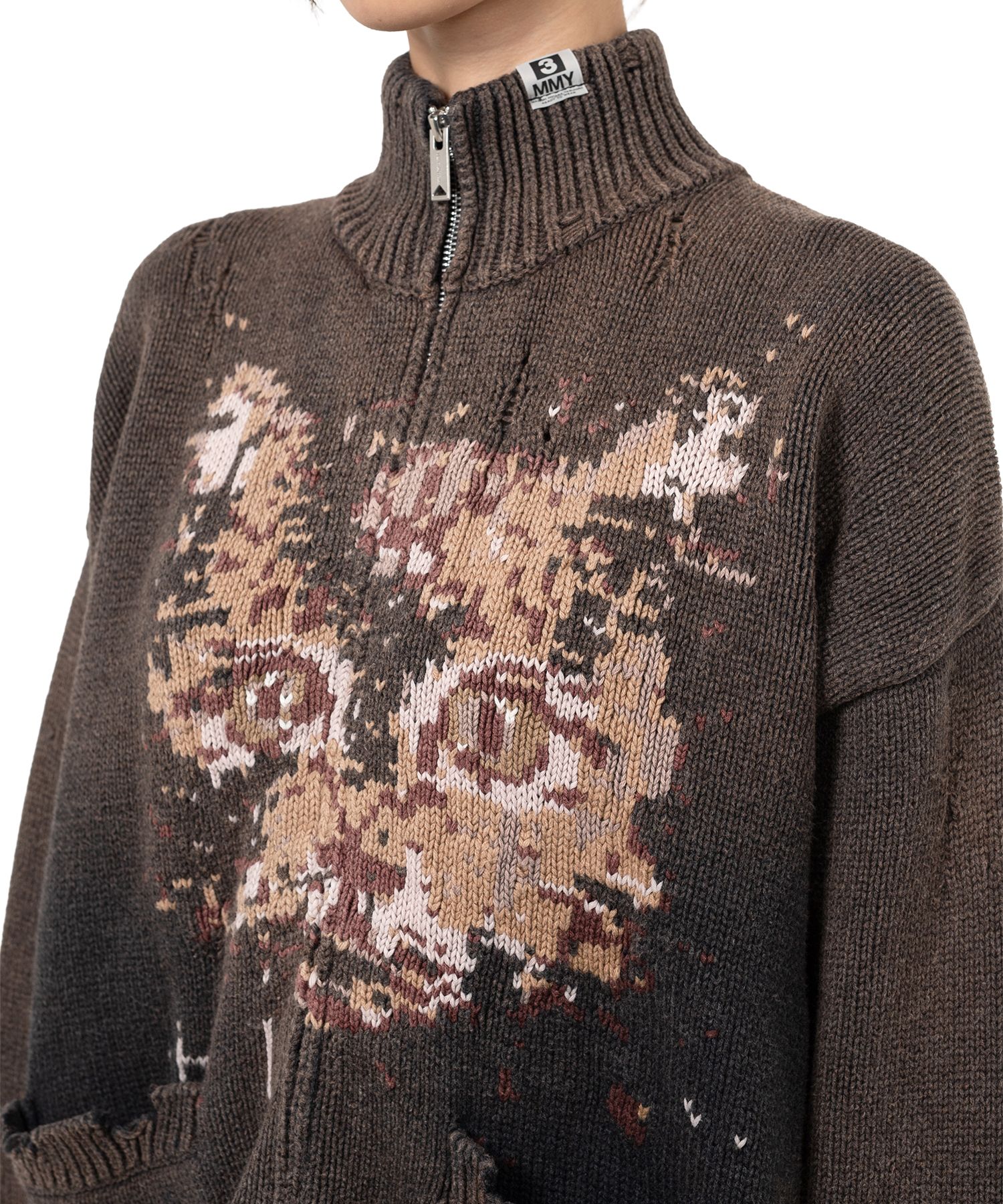 Cat Jacquard Knit Cardigan