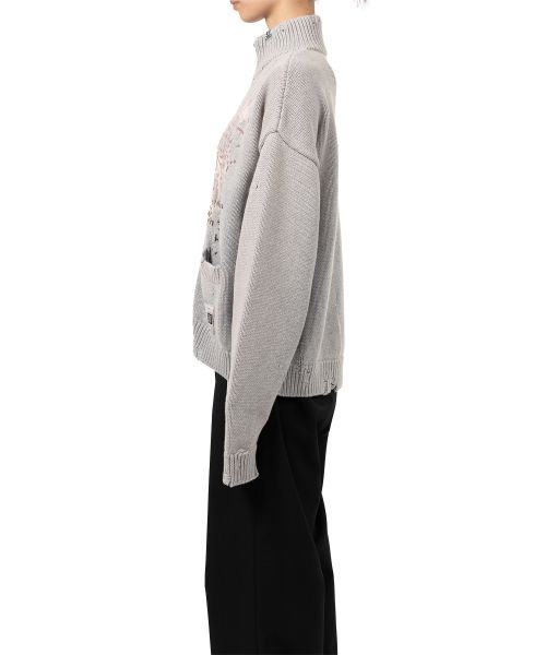 Cat Jacquard Knit Cardigan