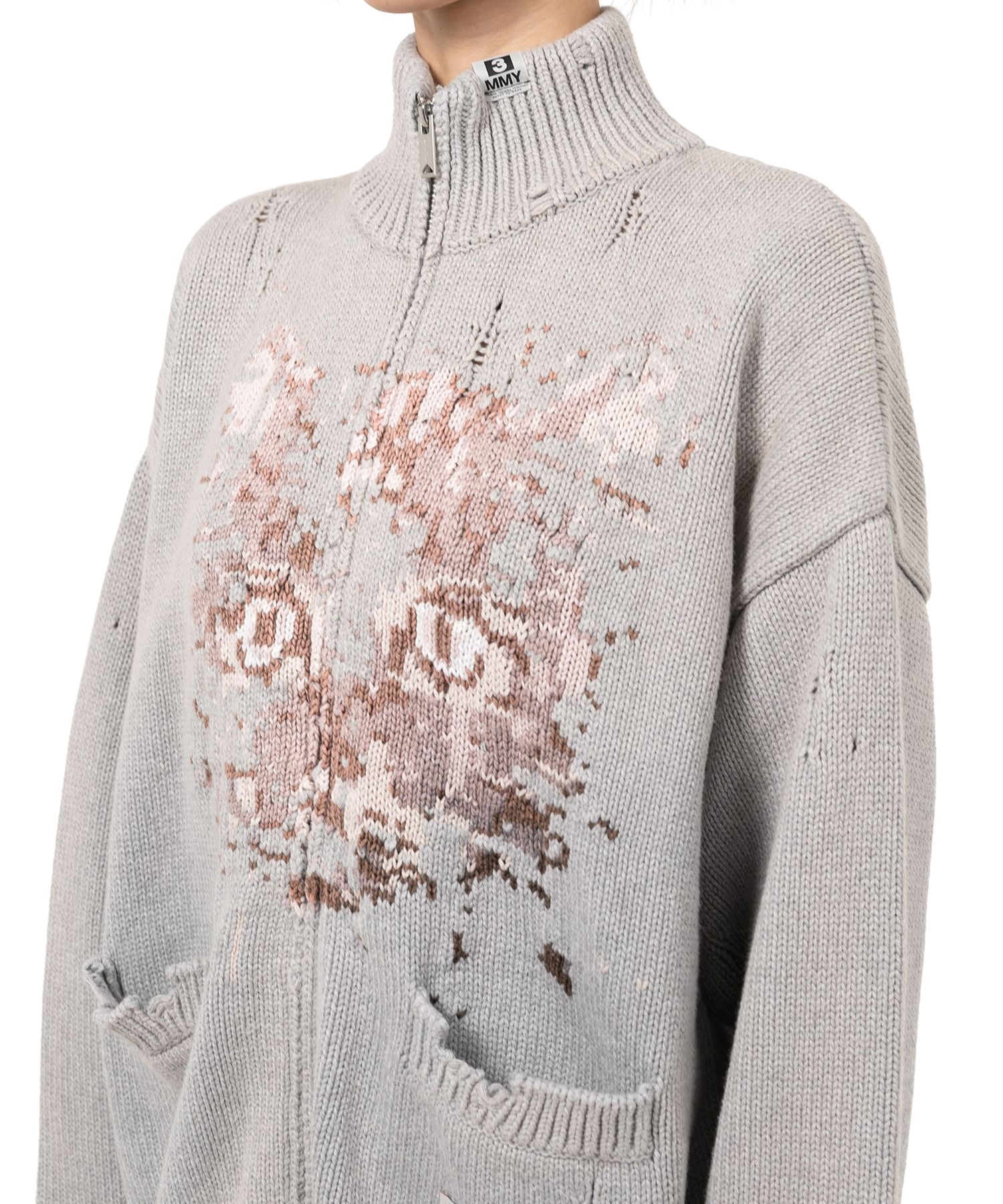 Cat Jacquard Knit Cardigan