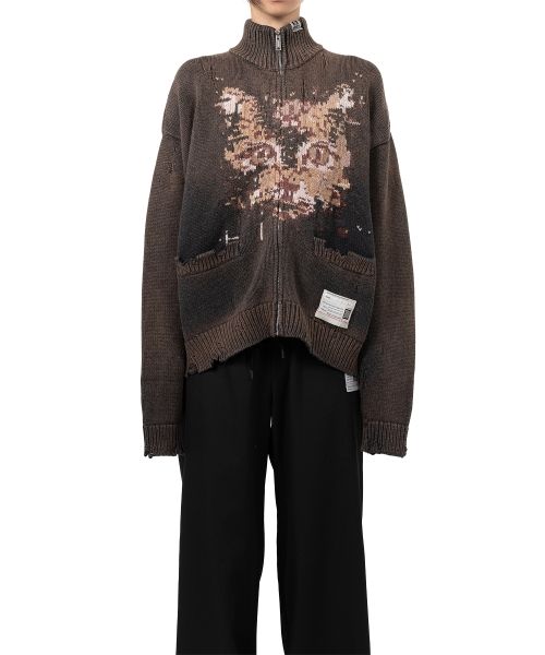 Cat Jacquard Knit Cardigan