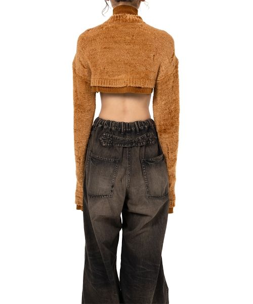 Layered Cropped Knit Cardigan