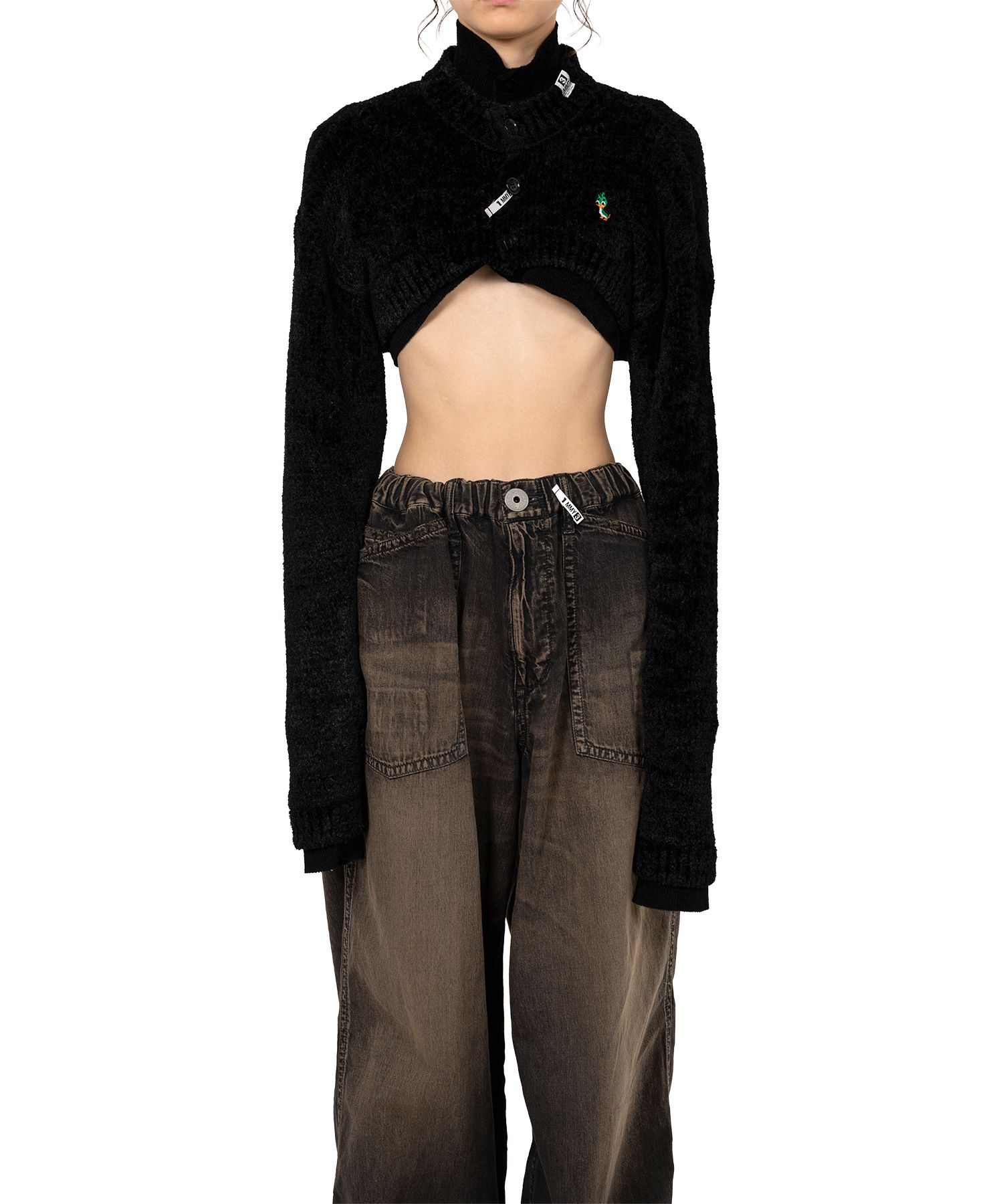 Layered Cropped Knit Cardigan