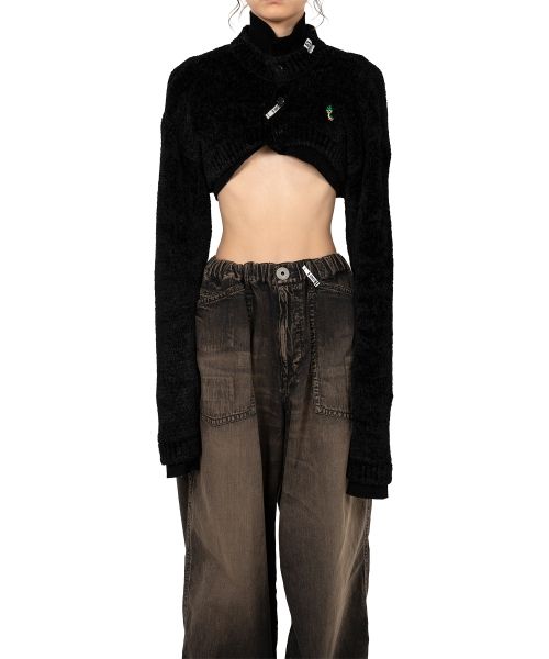 Layered Cropped Knit Cardigan