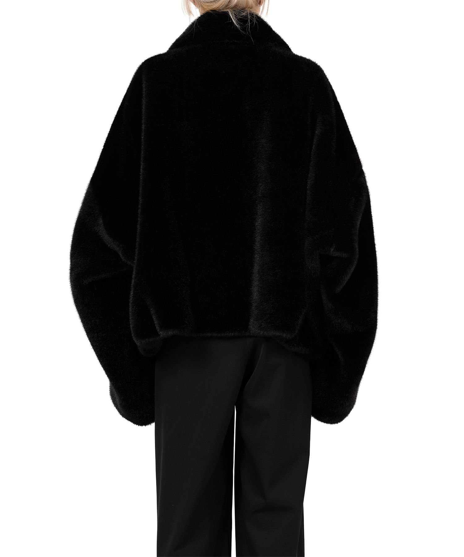 Roll-up Hem Fake Fur Coat