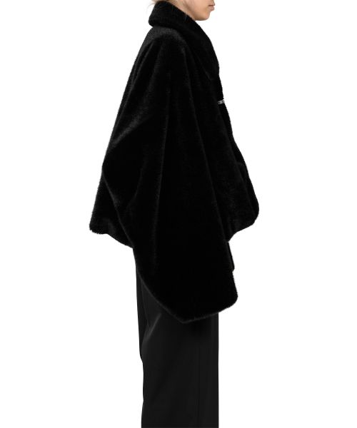 Roll-up Hem Fake Fur Coat