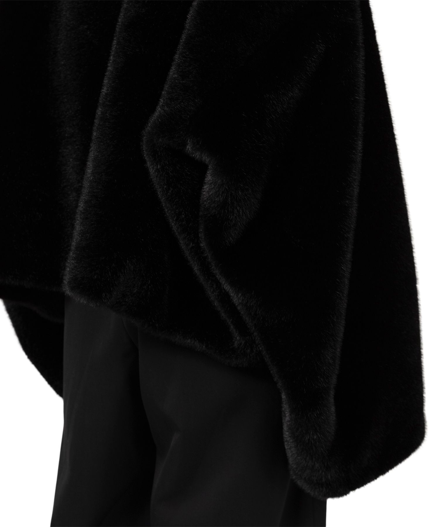 Roll-up Hem Fake Fur Coat