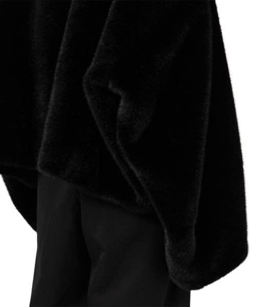 Roll-up Hem Fake Fur Coat