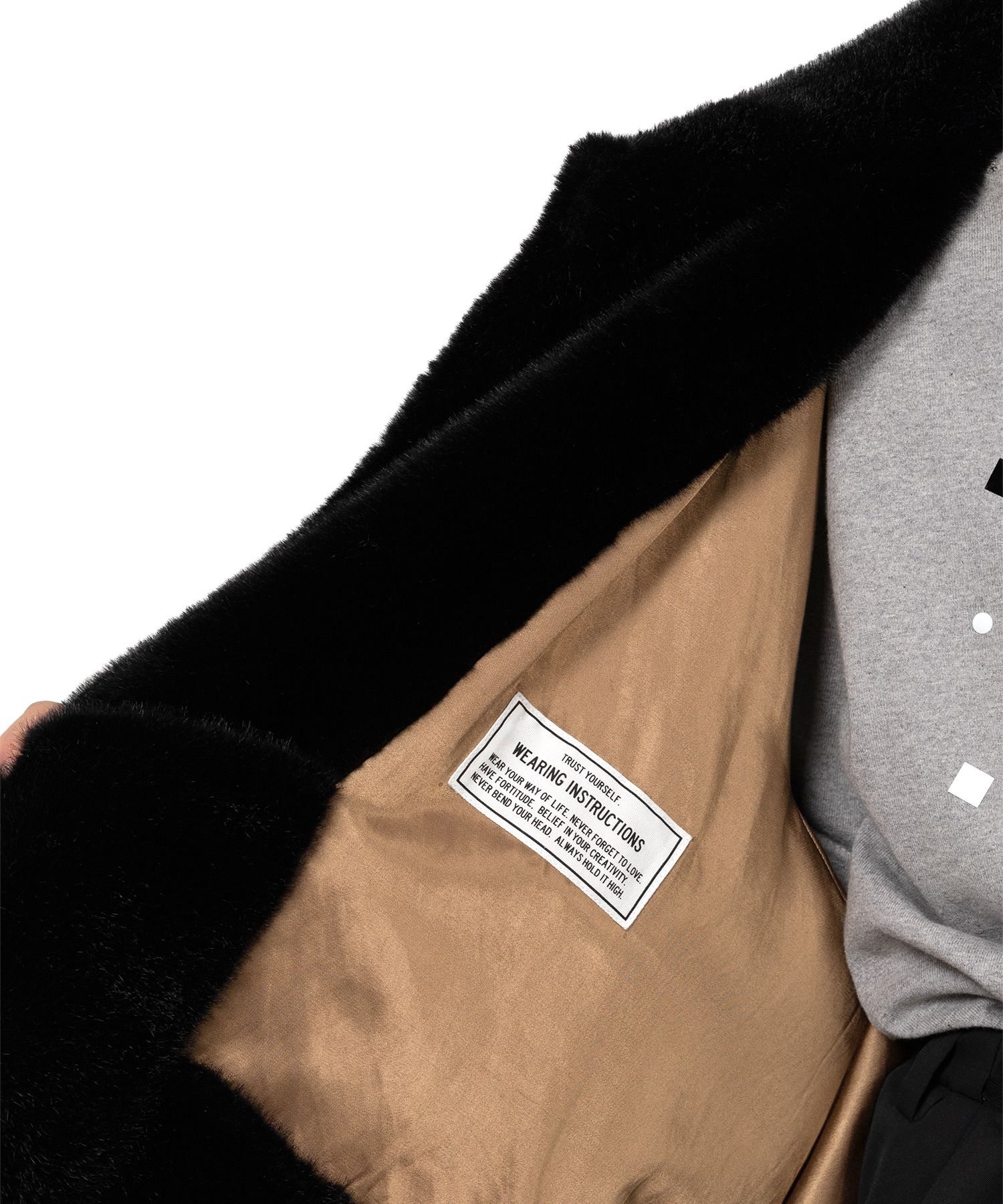 Roll-up Hem Fake Fur Coat