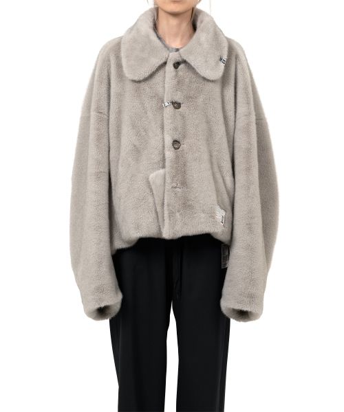 Roll-up Hem Fake Fur Coat