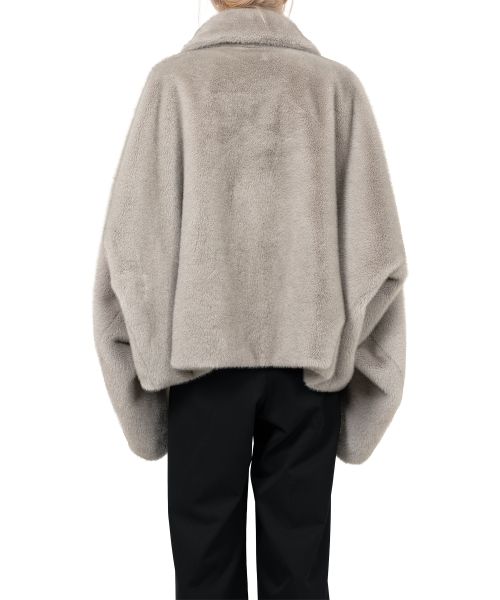 Roll-up Hem Fake Fur Coat