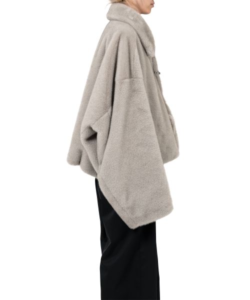 Roll-up Hem Fake Fur Coat