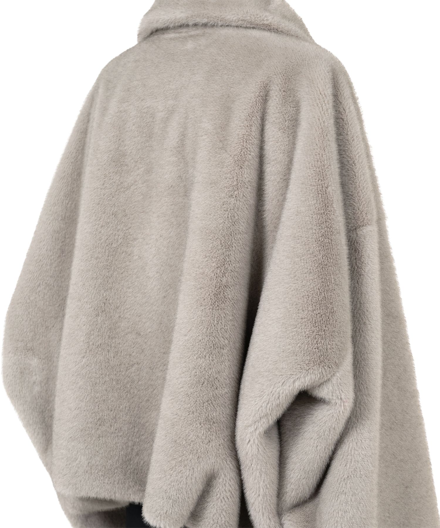 Roll-up Hem Fake Fur Coat