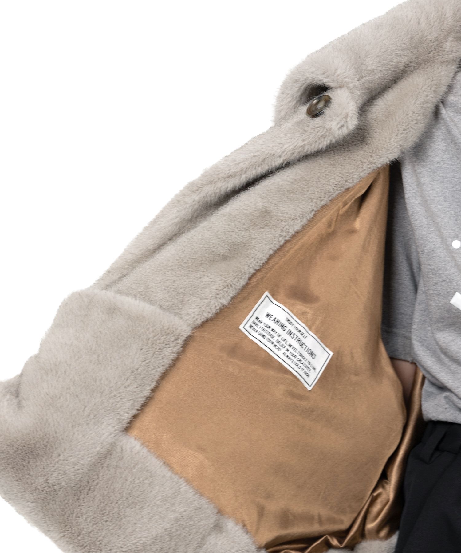 Roll-up Hem Fake Fur Coat