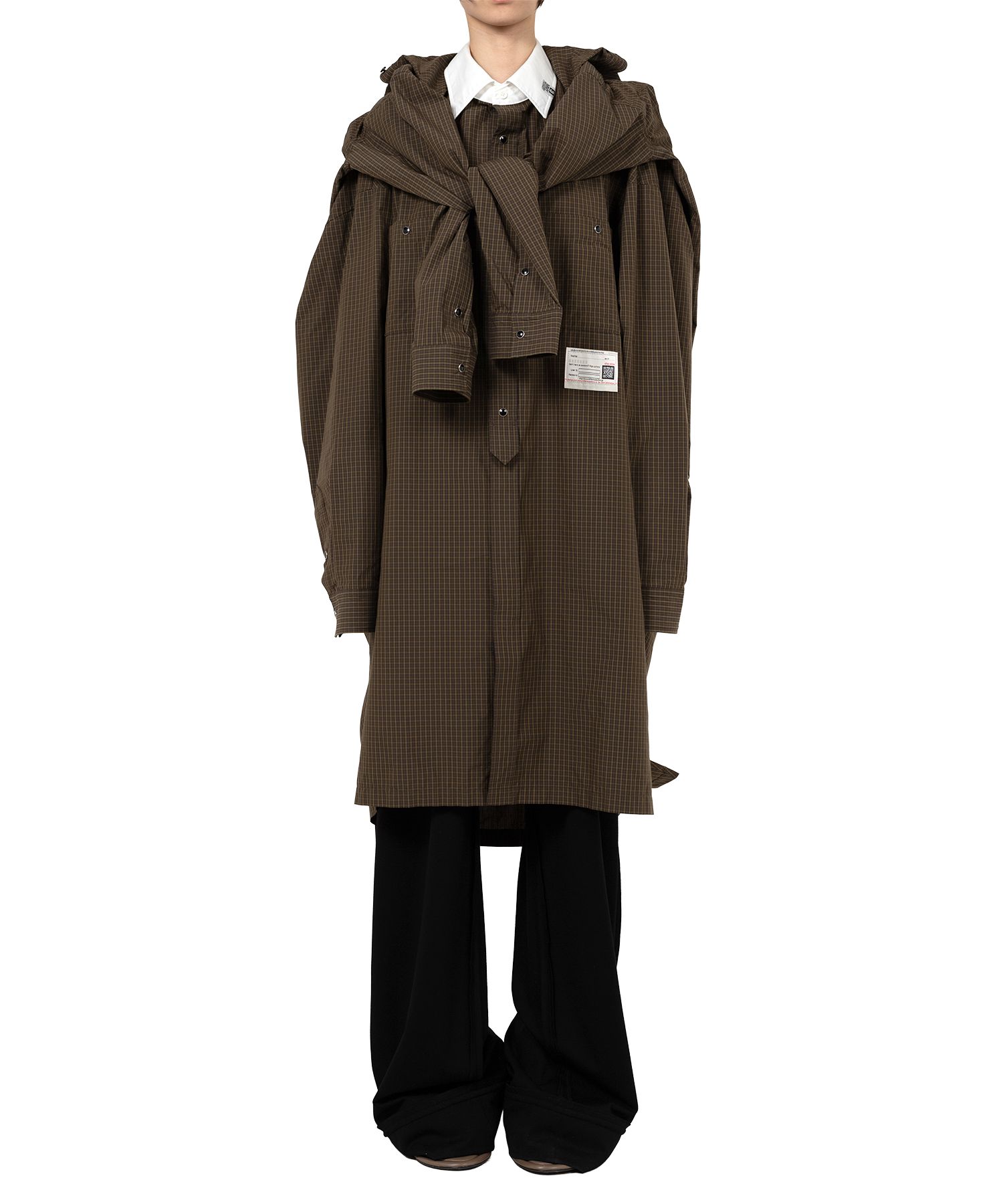 Sleeve Layered Check Shirt Dress