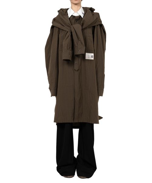 Sleeve Layered Check Shirt Dress