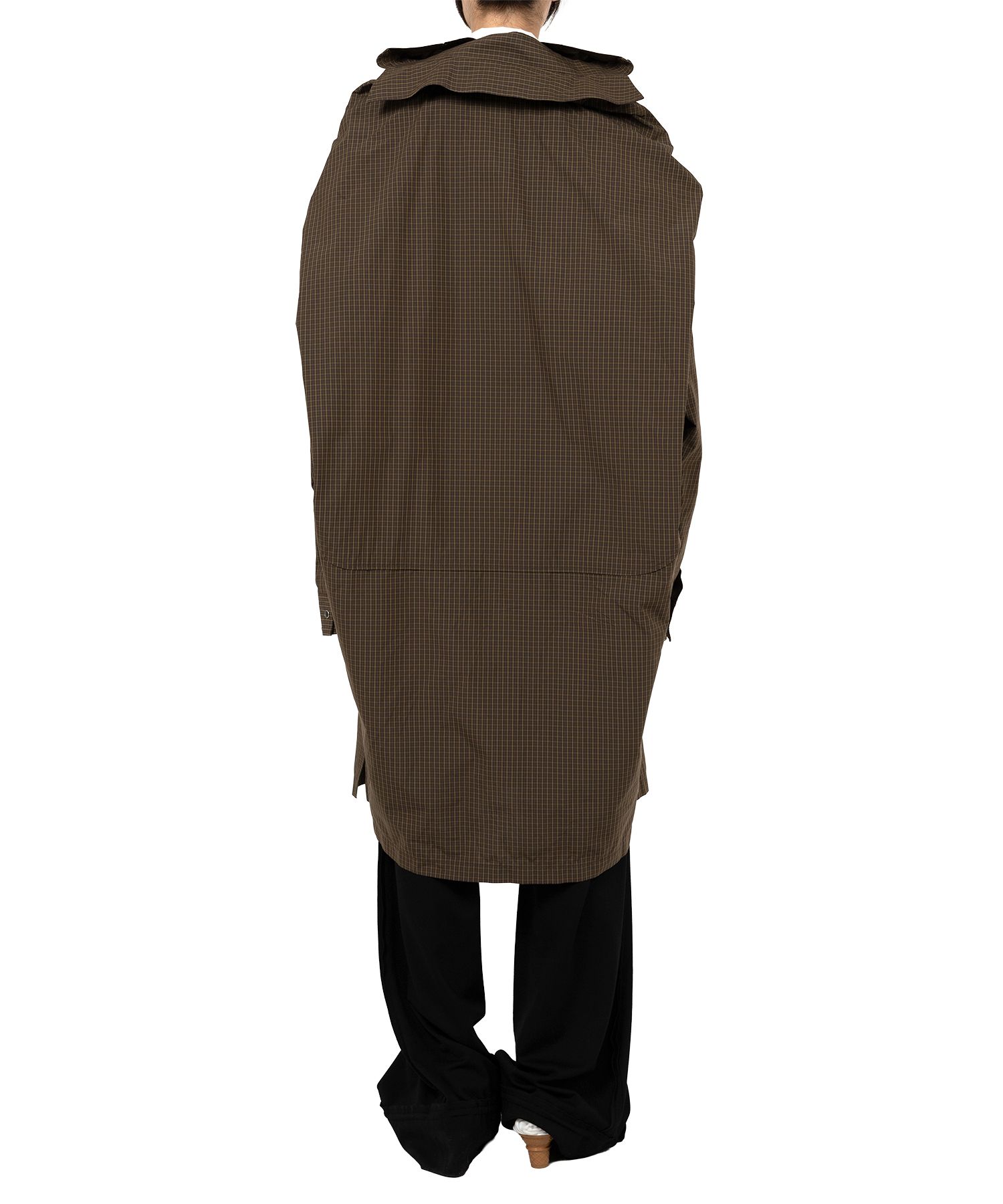 Sleeve Layered Check Shirt Dress