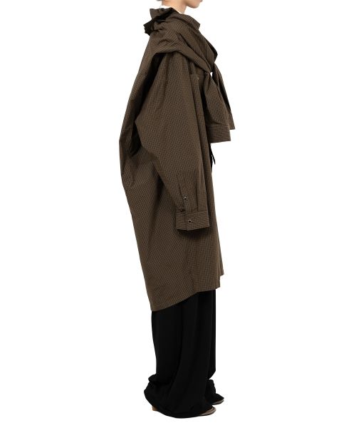 Sleeve Layered Check Shirt Dress