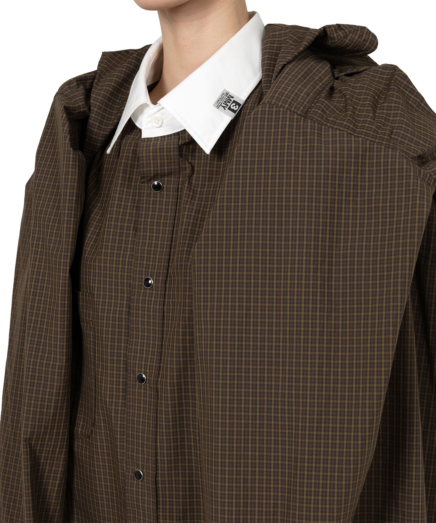 Sleeve Layered Check Shirt Dress