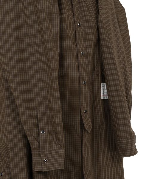 Sleeve Layered Check Shirt Dress