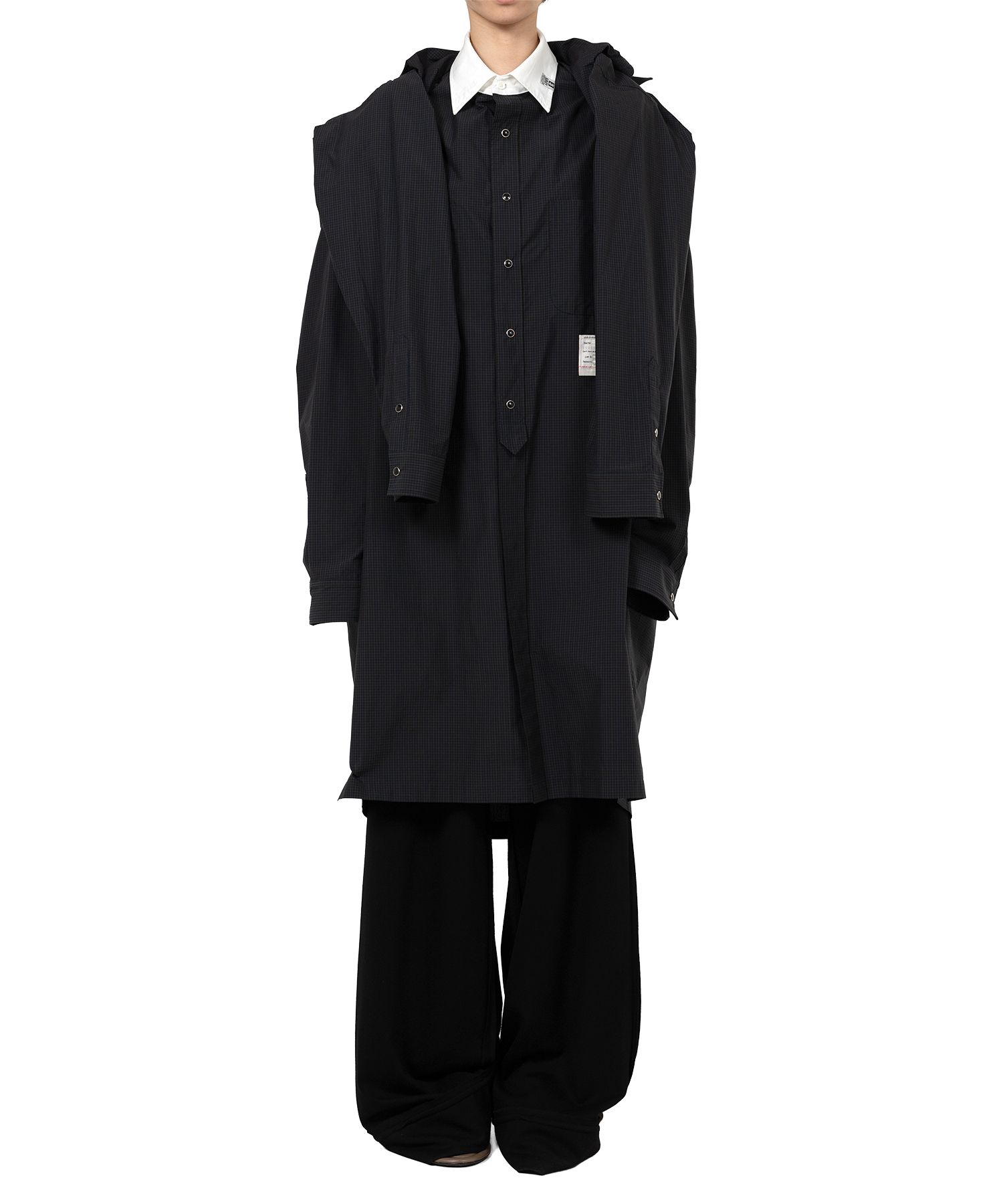 Sleeve Layered Check Shirt Dress