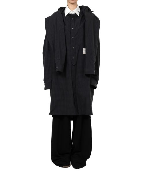 Sleeve Layered Check Shirt Dress